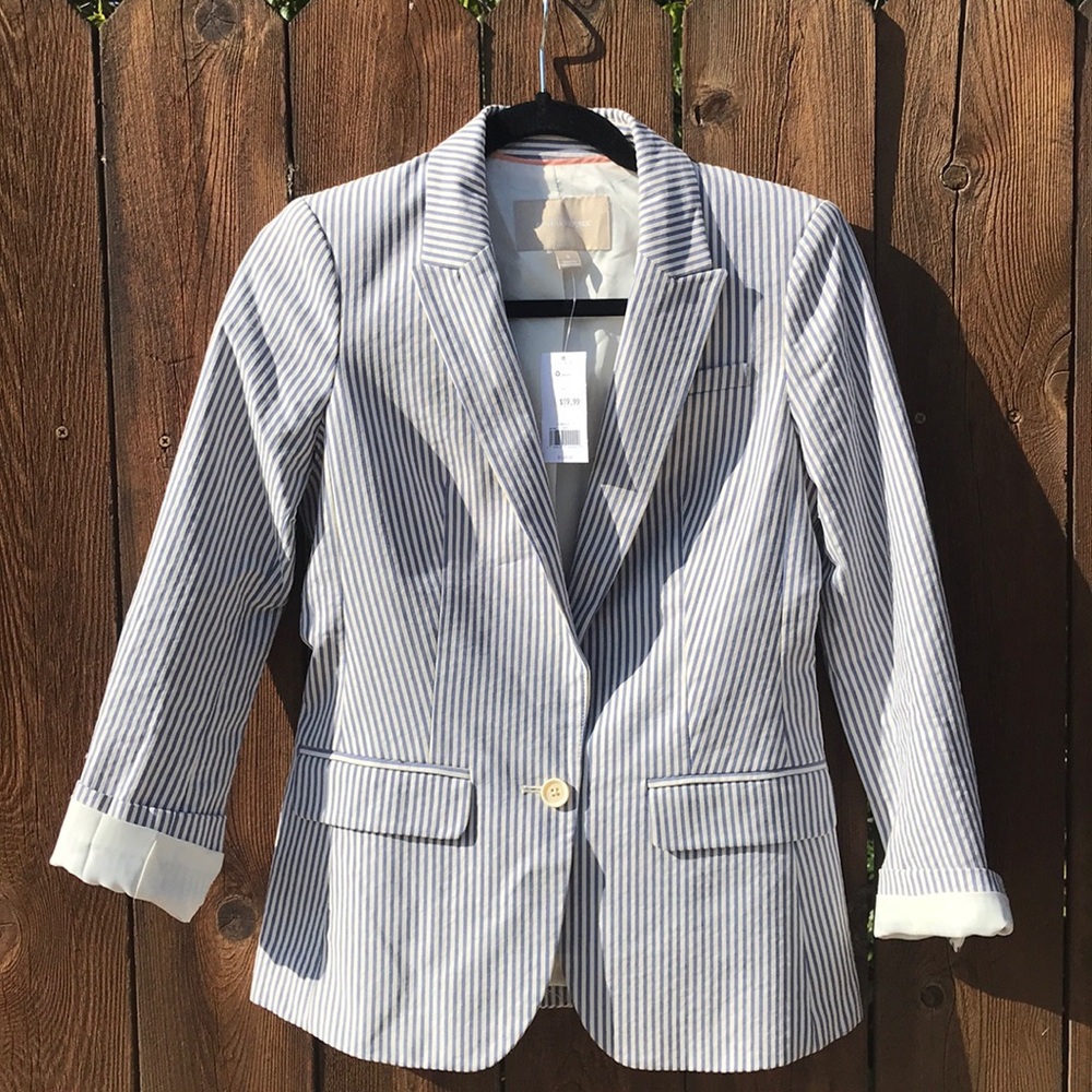 Banana Republic 3/4 sleeve striped blazer